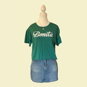 Teal 'Bonita' Cropped T-Shirt